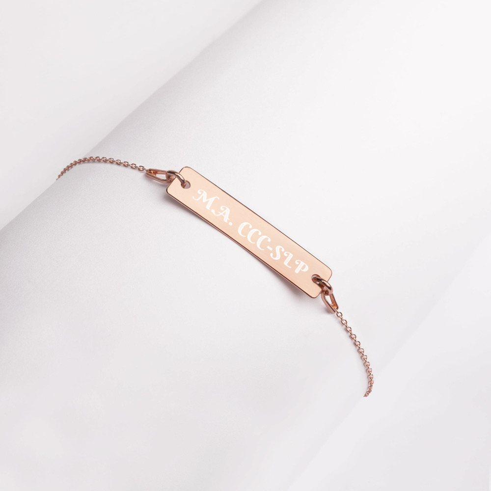 Engraved M.A. CCC-SLP Bar Chain Bracelet